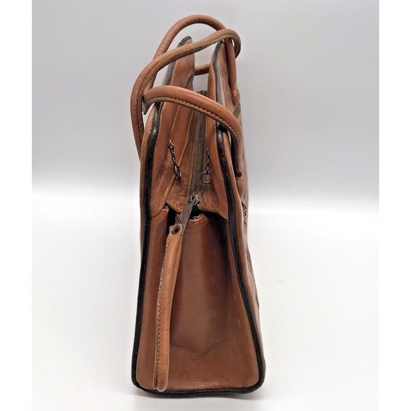 Vintage 60s Gaitan Artisan Hand Tooled Carved Leather Double Handle Purse Mexico - Picture 6 of 12